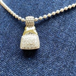 LAGOS Diamond Pavé Caviar Square Pendant Necklace